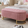 Elegant Upholstered Velvet Storage Ottoman in Pink