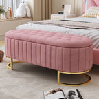 Elegant Upholstered Velvet Storage Ottoman in Pink