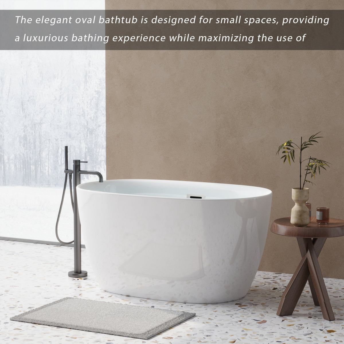 47-inch Sleek Oval Acrylic Tub