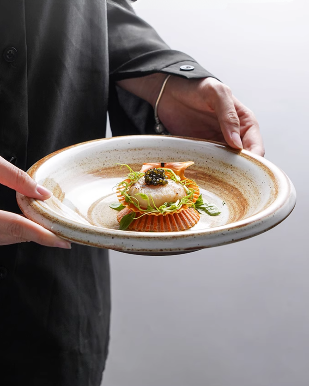 ALANIZ JIN Series Wood-Fired Gloss Rimmed Vintage Plate