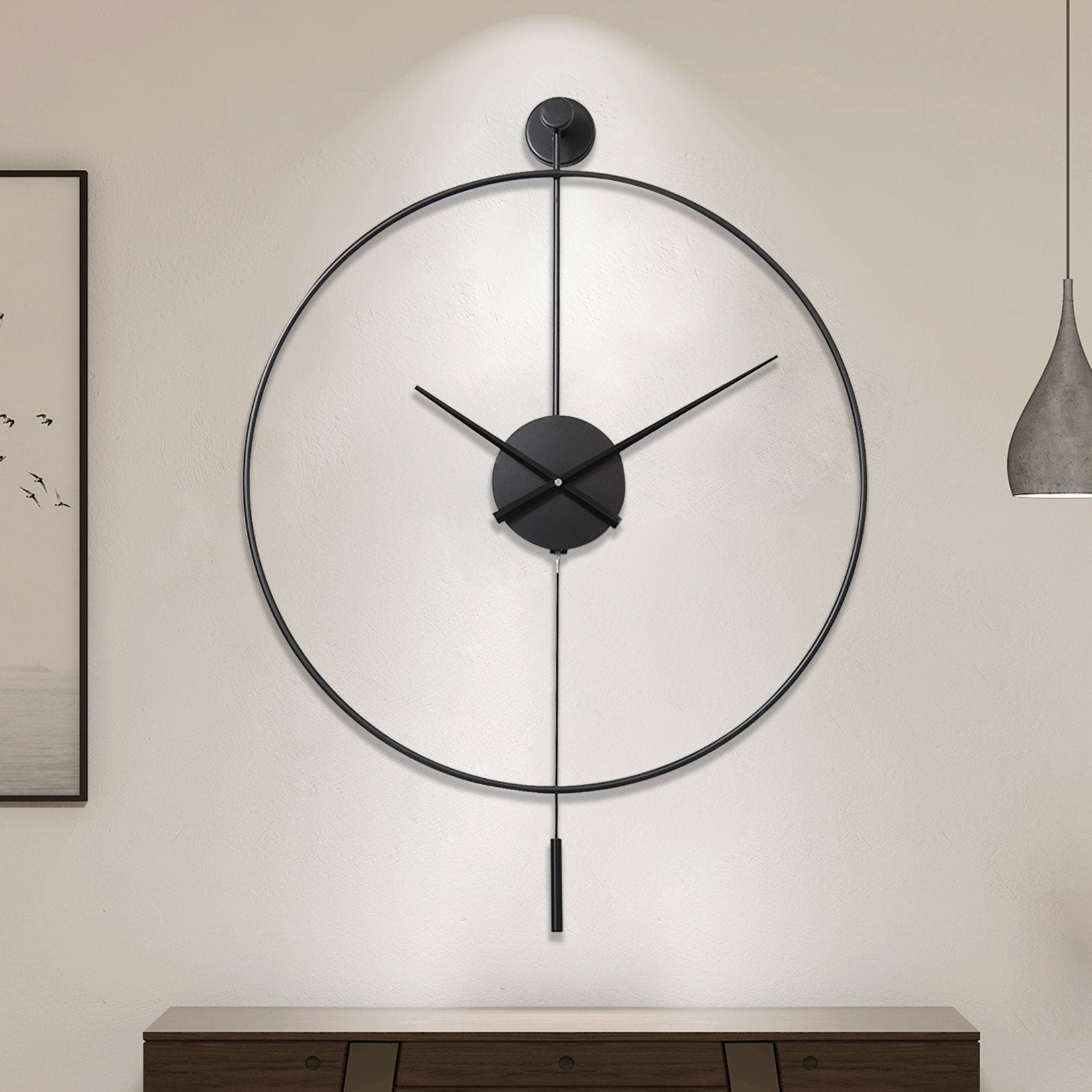 Modern Minimalist Large Wall Clock with Pendulum