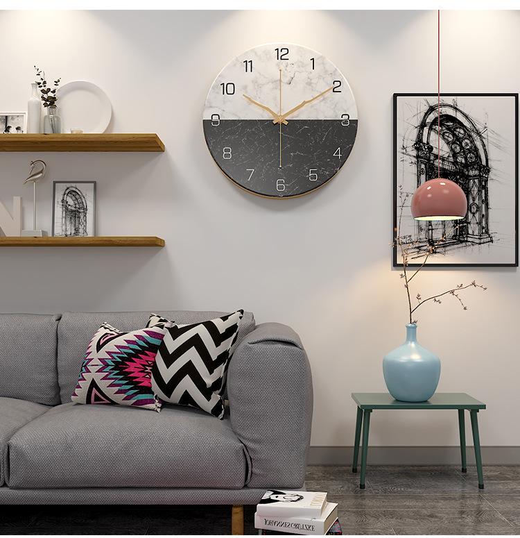 Fashion Marble Texture Metal Wall Clock