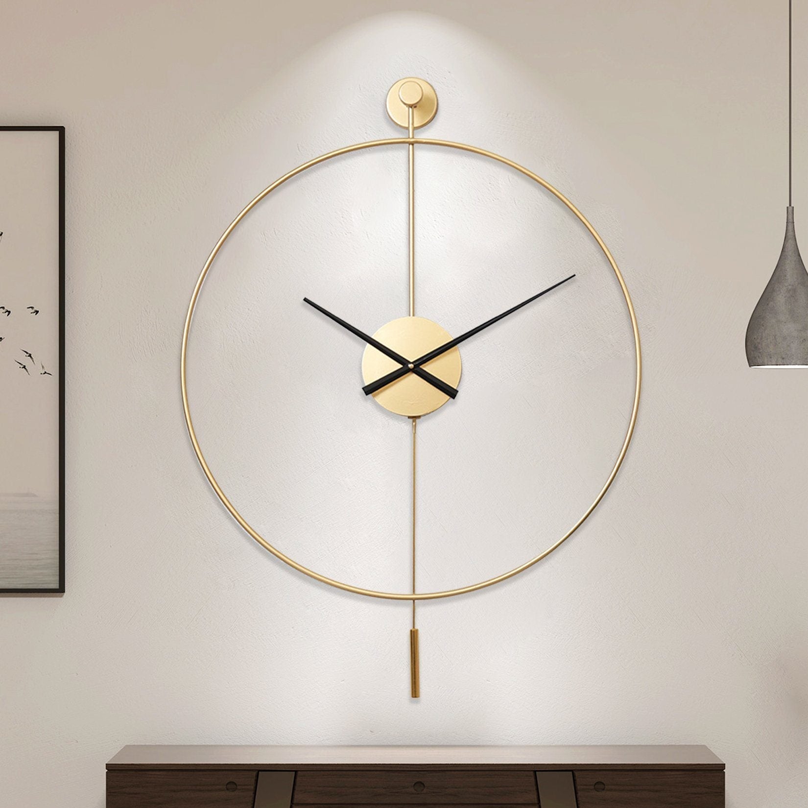 Modern Minimalist Large Wall Clock with Pendulum