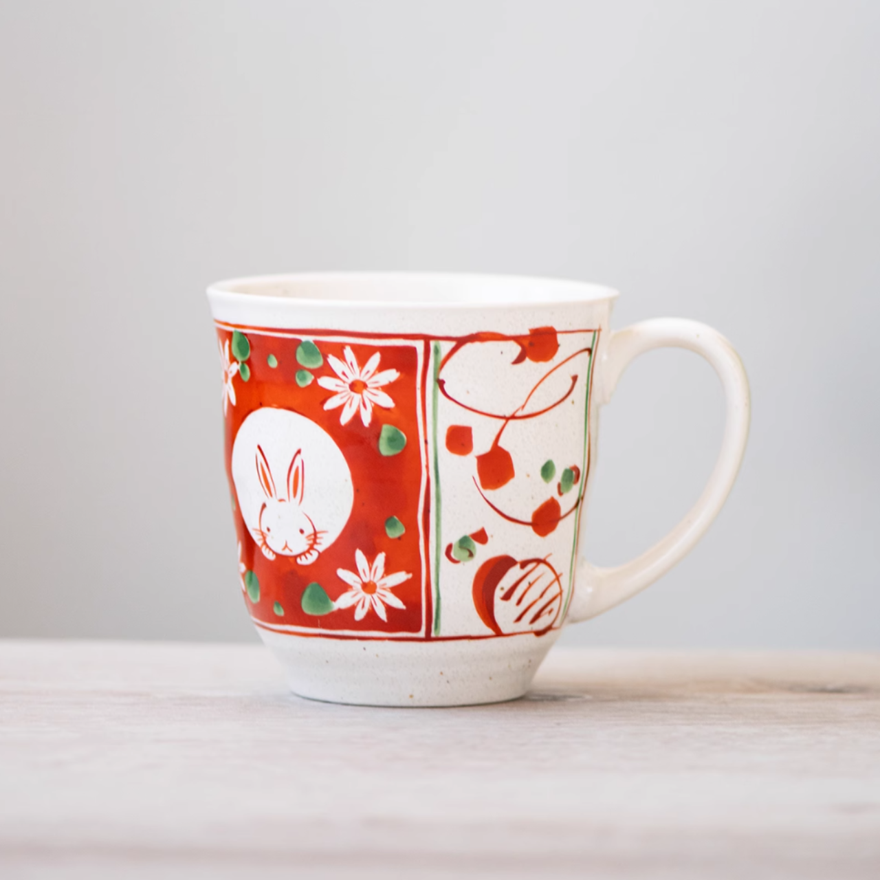 Mino Ware Wind, Flower, Snow & Rabbit Couple Mug Set – Wedding & Housewarming Gift