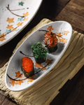 Fukutora Ware Hand-Painted Maple Leaf Sushi Plate
