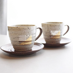 Hakuichi Handcrafted Vintage Ceramic Gold Leaf Autumn Reflection Mug Set