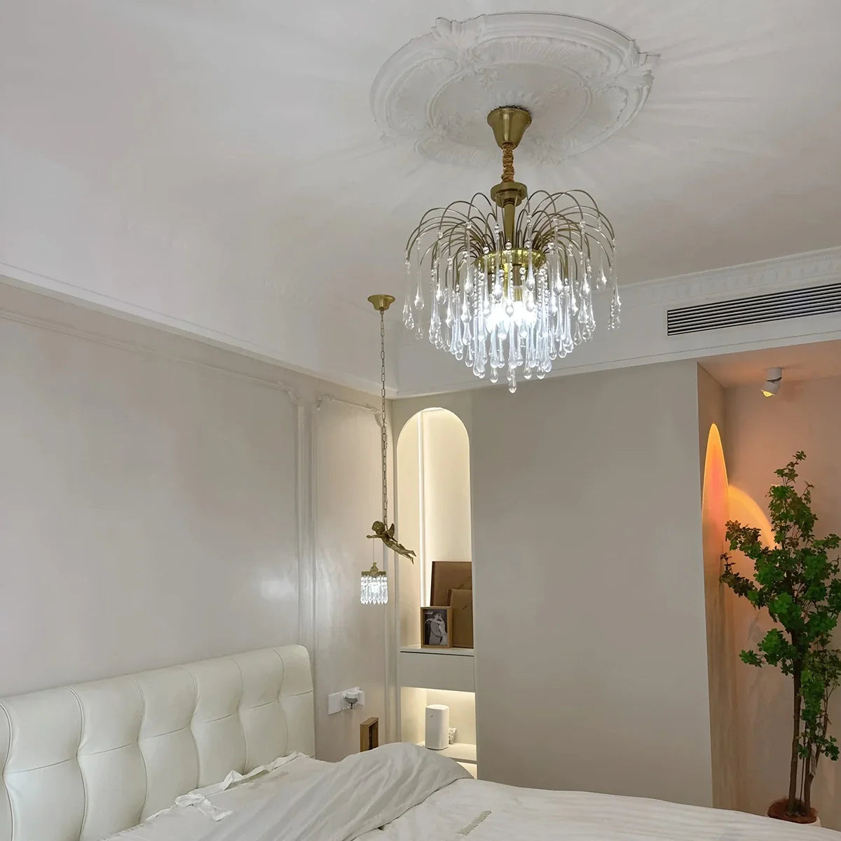 French Retro Water Drop Glass Chandelier