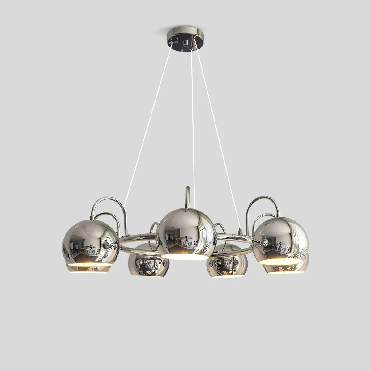 Bauhaus Style Antique Chrome  Chandelier