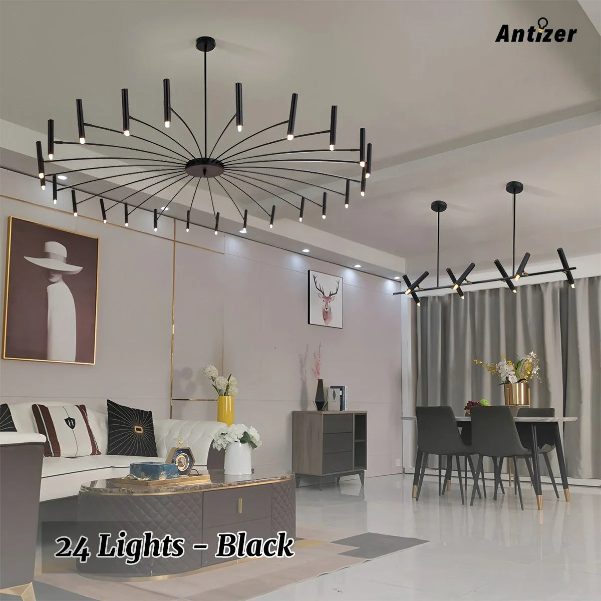Modern Adjustable Candelabra Chandelier for Living Room