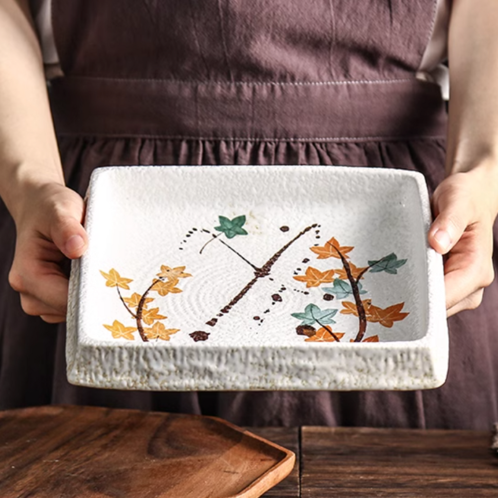 Fukutora Ware Hand-Painted Maple Leaf Plate