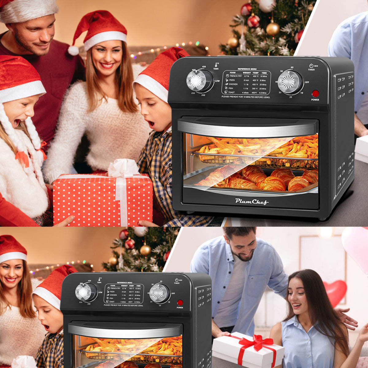 12.5 Quart 7-in-1 1500W Convection Toaster Oven Stainless Steel Black