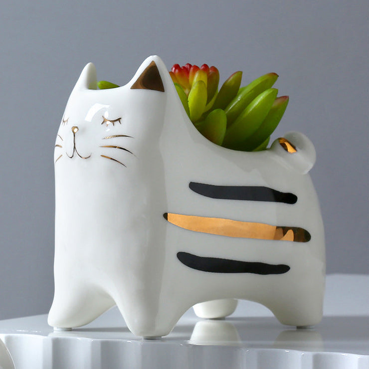 Ceramic Cat Vase Decor