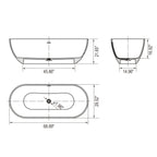 68.9 inch freestanding solid surface soaking bathtub for bathroom