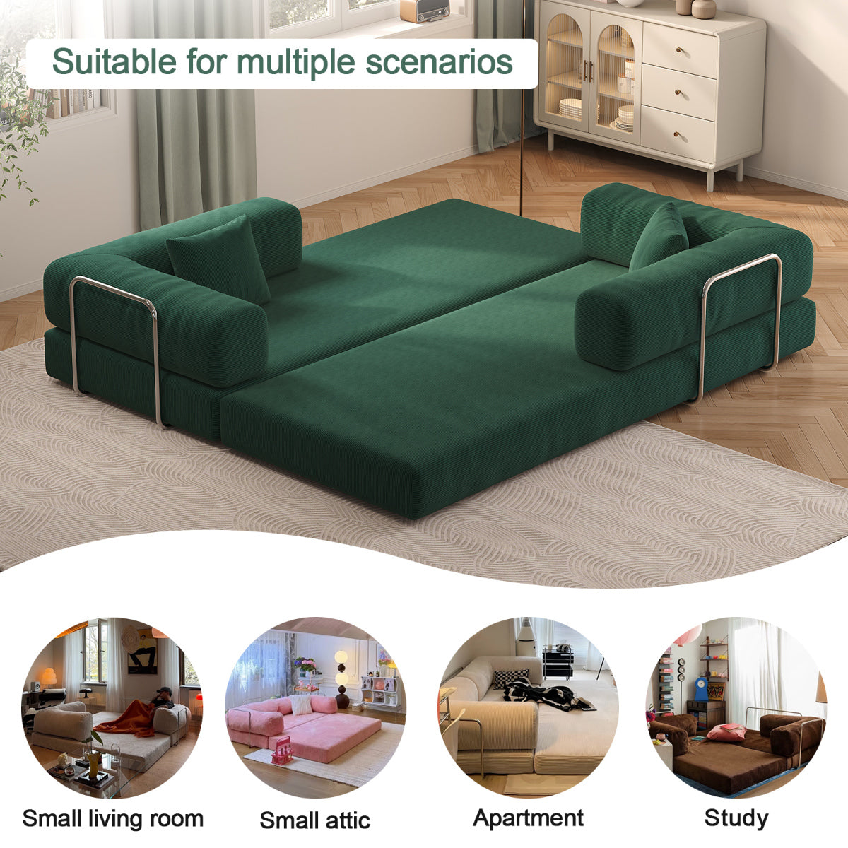 78.8" Modular Sectional Sofa, Convertible Pudding Block Sofa Bed for Living Room
