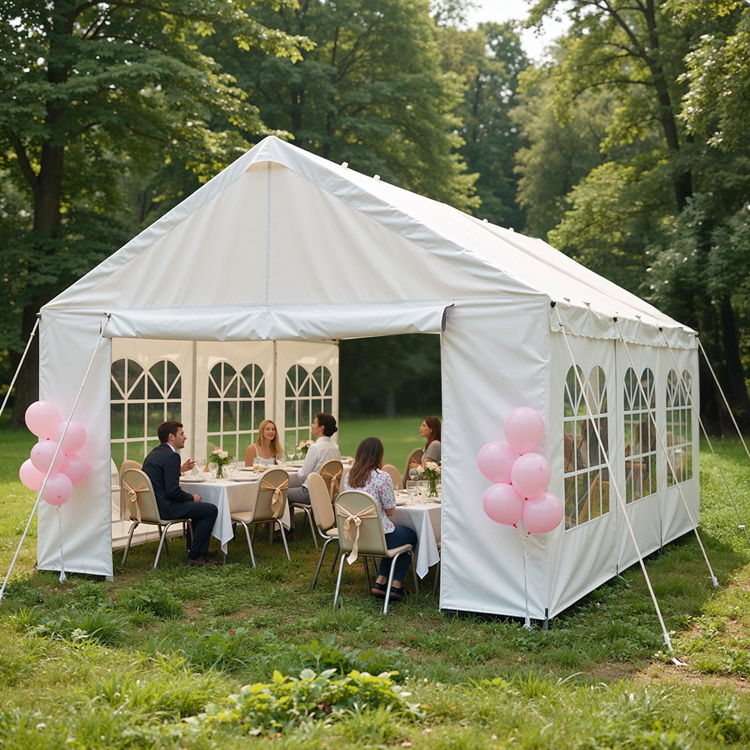 10×20 ft Carport & Party Tent with Removable Sidewalls — UV-Resistant PE, Powder-Coated Steel, White