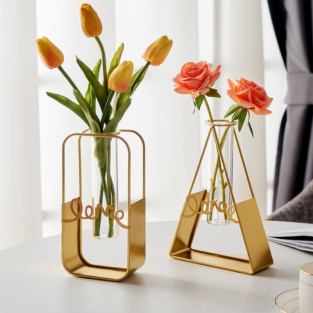 Golden Hydroponic Plant Vase