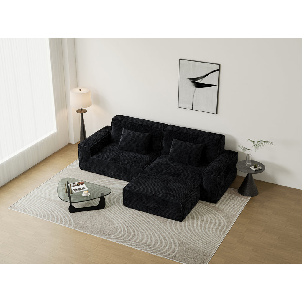 106.3 inch Striped Compression Chaise Longue Sofa