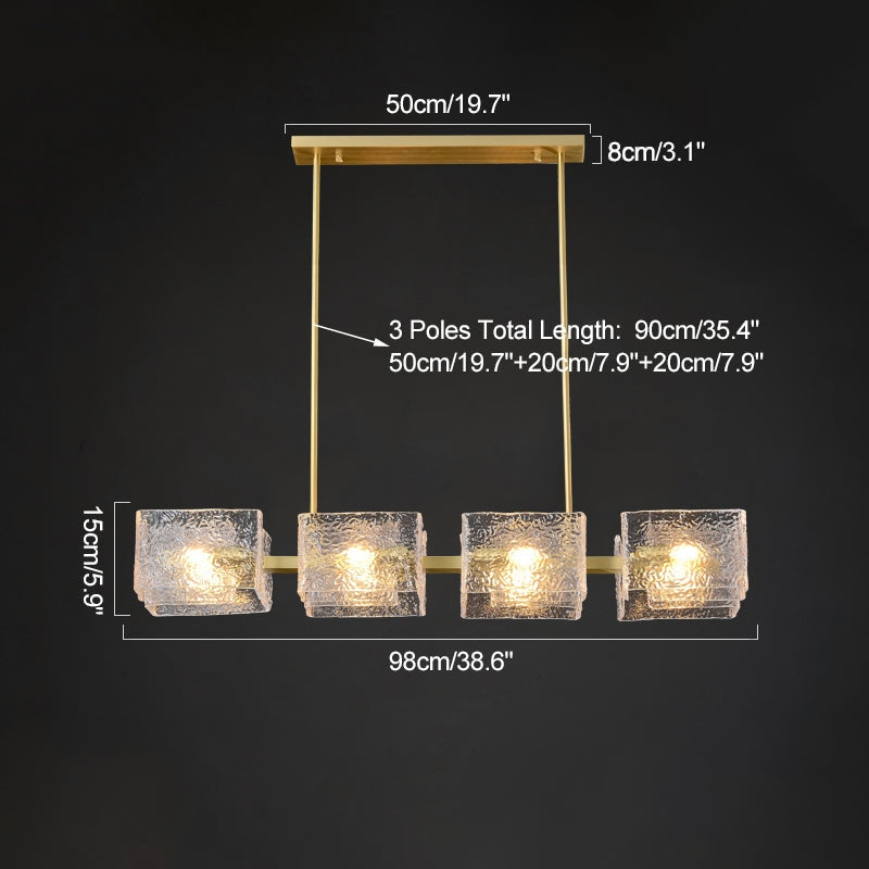 Textured Glass Linear Chandelier for Dining Room