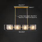 Textured Glass Linear Chandelier for Dining Room