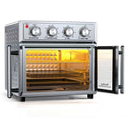 PlumChef 26QT XL French Double Door Air Fryer Convection Oven 1700W 7 Presets 7-in-1 Stainless Steel