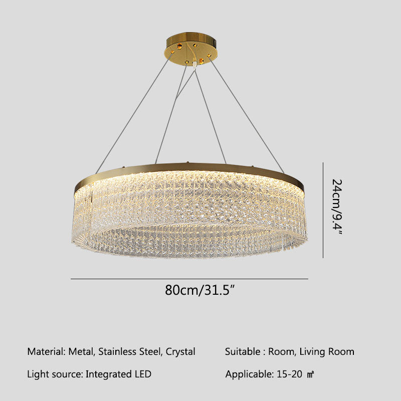 Round Halo Crystal Chandelier for Living Room