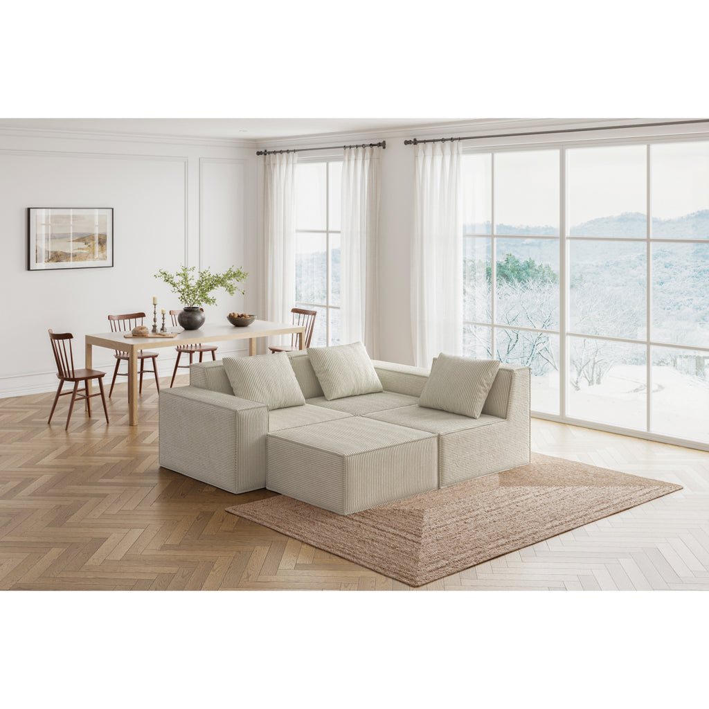 118-inch modular sofa can be converted into an oversized sofa bed Free conversion sofa set flexible configuration, soft corduroy cloud velvet fabric