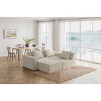118-inch modular sofa can be converted into an oversized sofa bed Free conversion sofa set flexible configuration, soft corduroy cloud velvet fabric