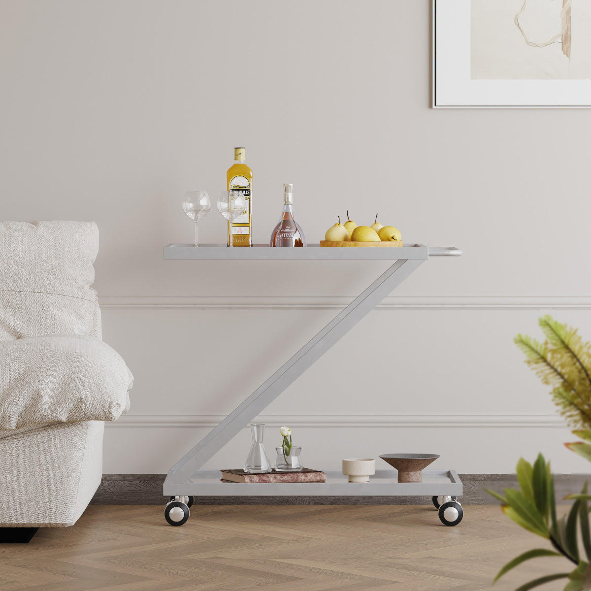 Modern Minimalist Z-shaped Bar Cart