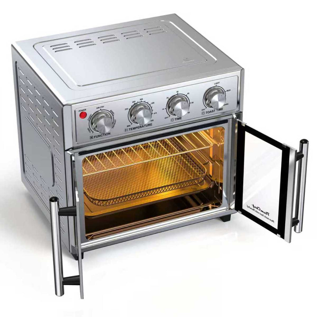 PlumChef 26QT XL French Double Door Air Fryer Convection Oven 1700W 7 Presets 7-in-1 Stainless Steel
