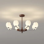 Retro Walnut Color Flower Chandelier for Living Room