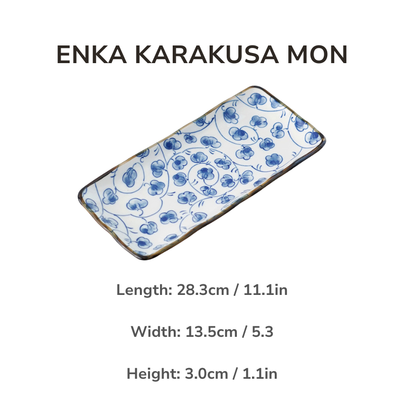 Mino Ware Botanical Series Underglaze Rectangular Plate