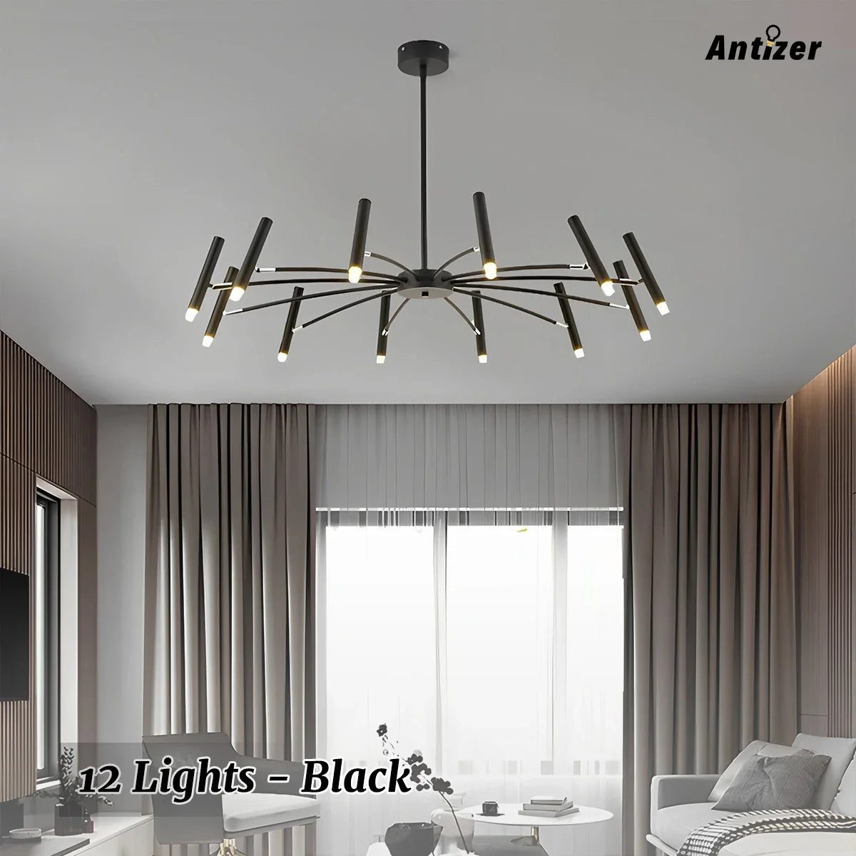 Modern Adjustable Candelabra Chandelier for Living Room