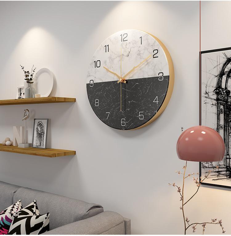Fashion Marble Texture Metal Wall Clock