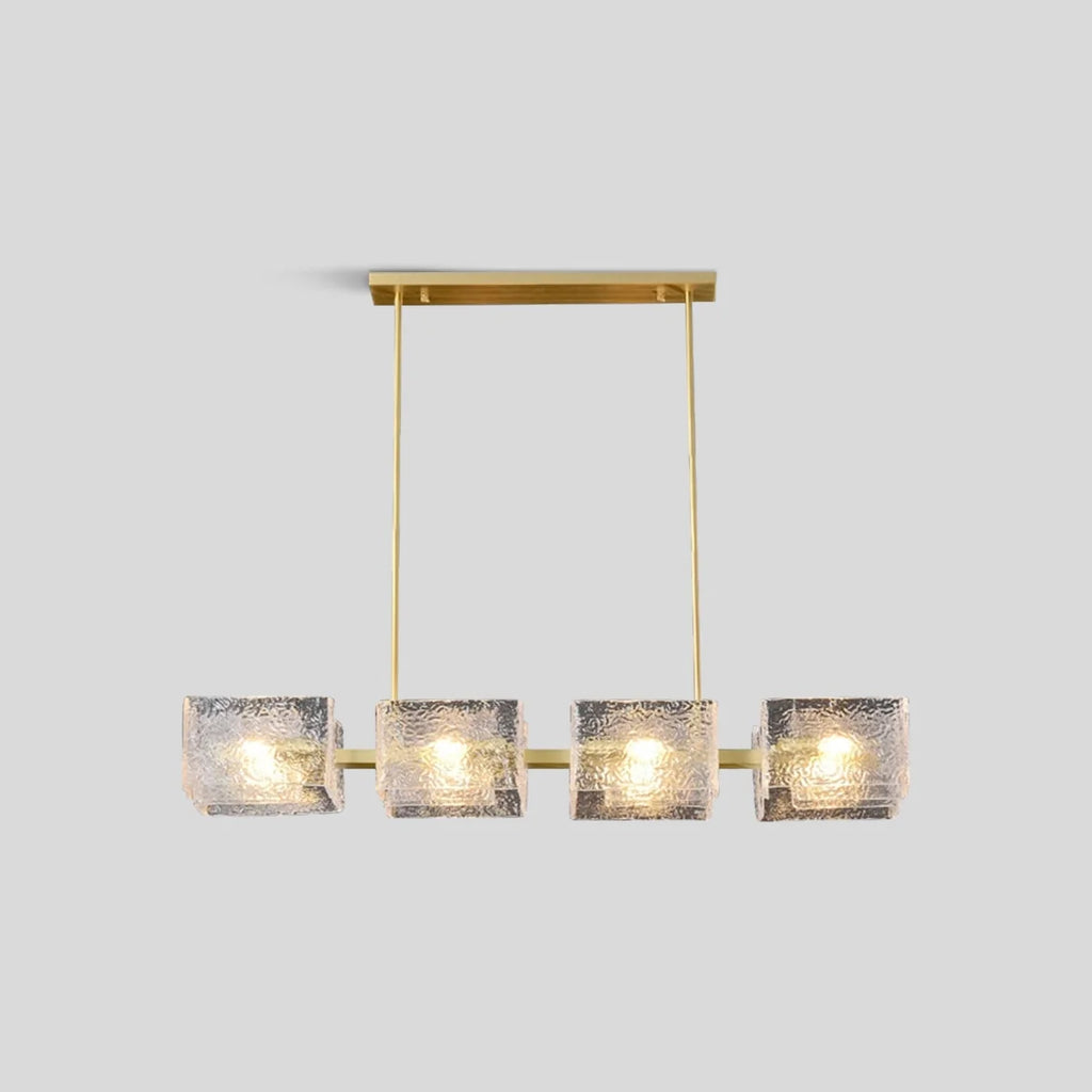 Textured Glass Linear Chandelier for Dining Room