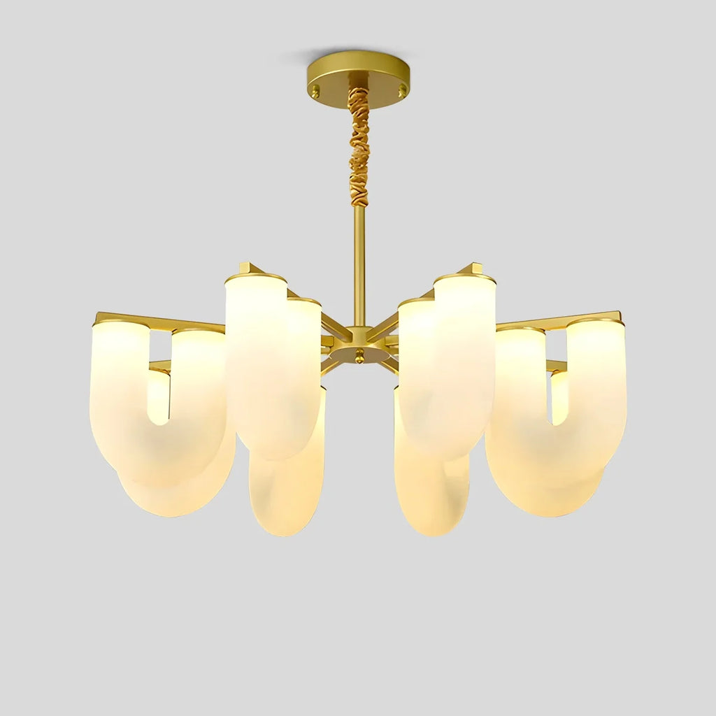 U-Shaped Milk Glass Chandelier
