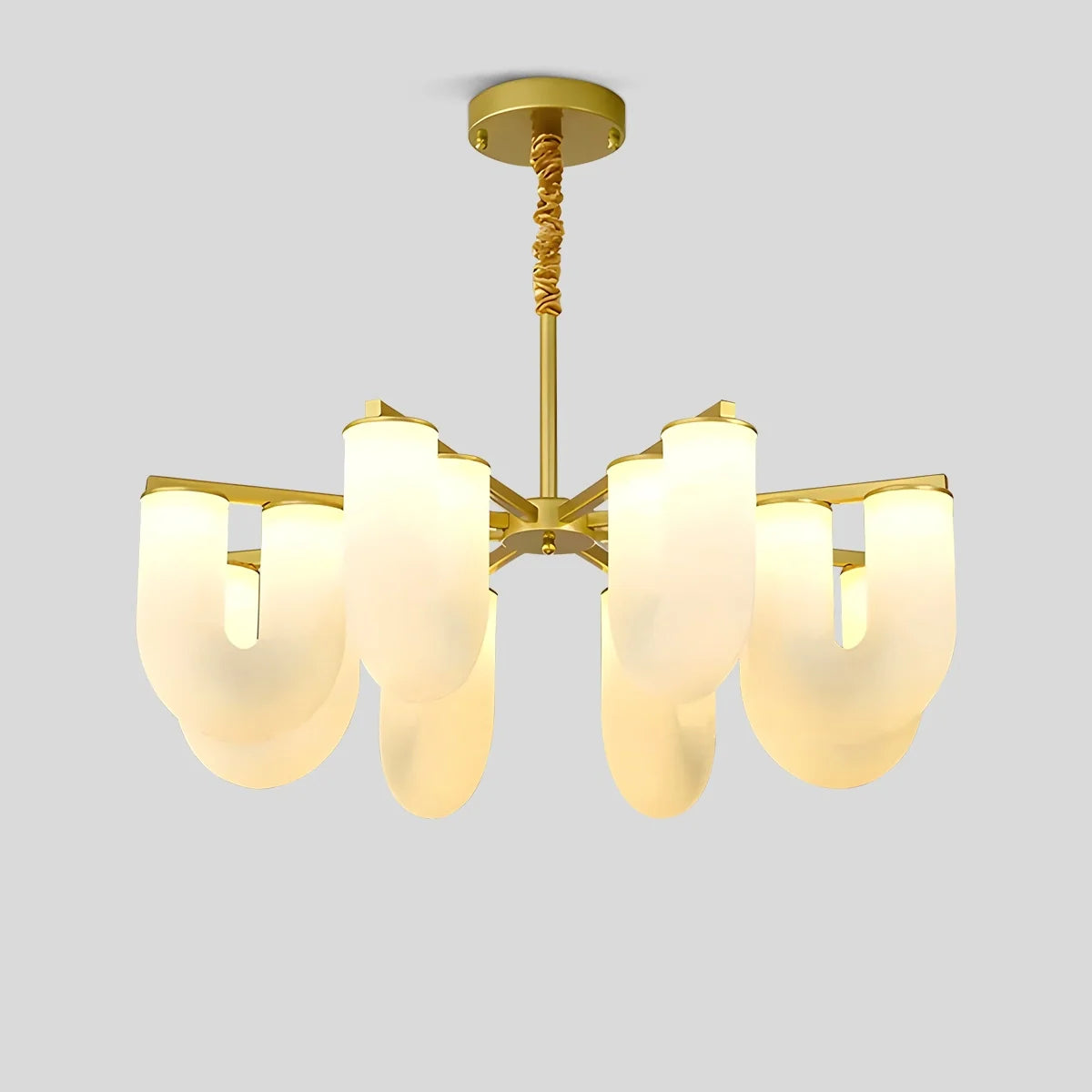 U-Shaped Milk Glass Chandelier
