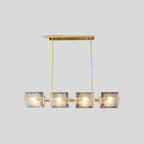 Textured Glass Linear Chandelier for Dining Room