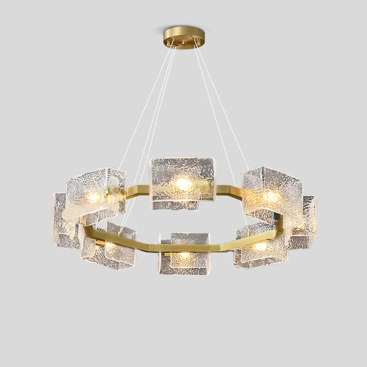 Textured Glass Round Chandelier