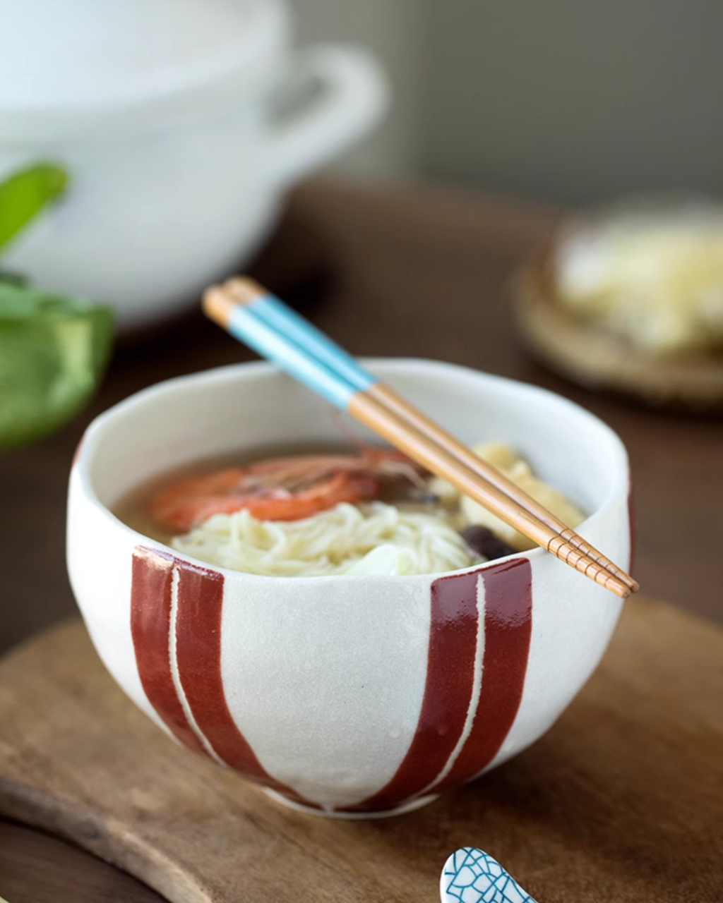 Mino Ware Vintage Underglaze Tokusa Couple Bowl Set – Wooden Box Edition