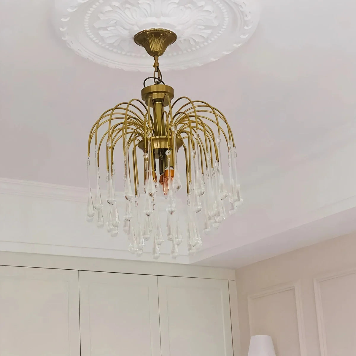French Retro Water Drop Glass Chandelier