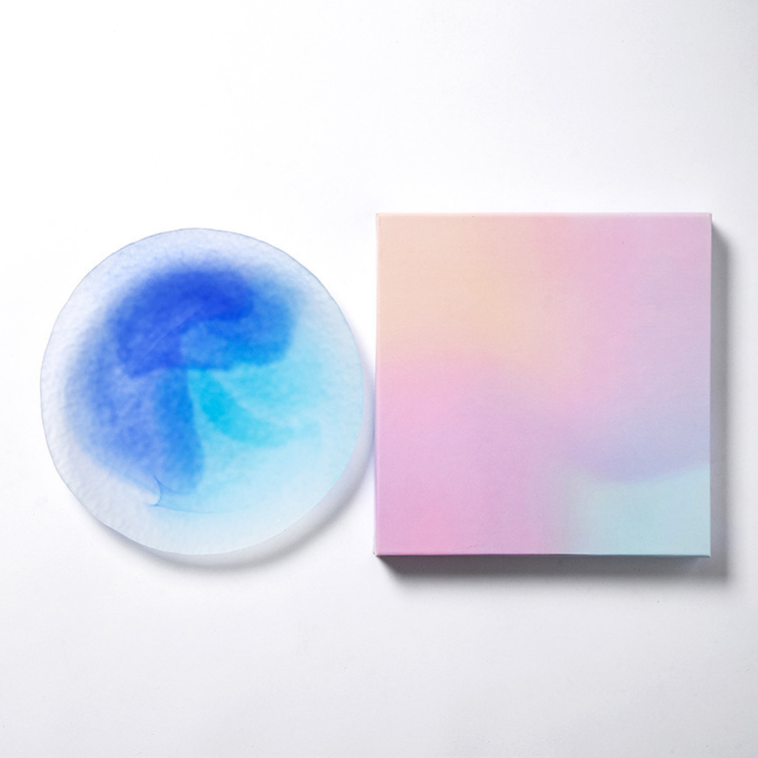 Mizuno Glass Handcrafted Candy-Colored Monet Impression Glass Plate Gift Set