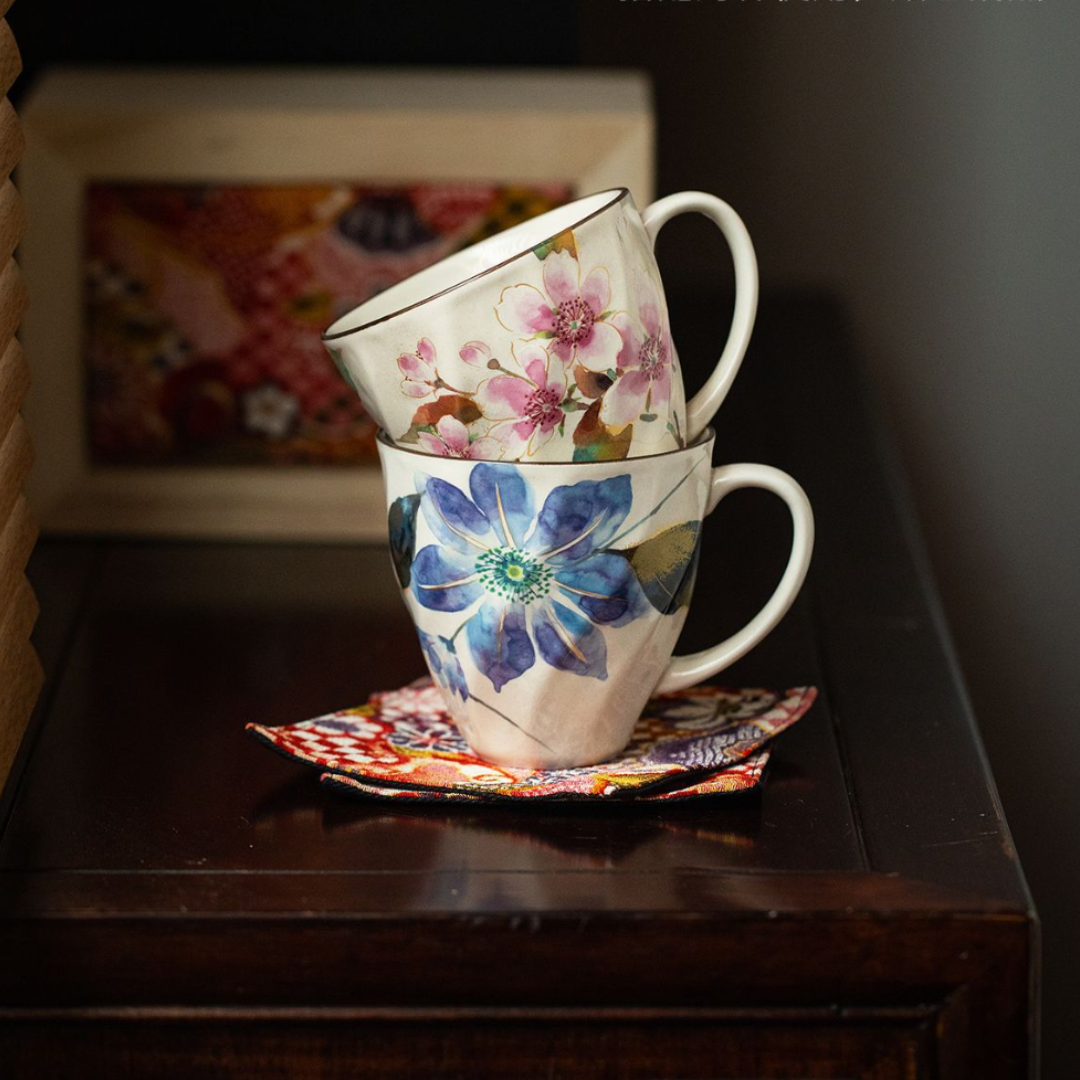 Mino Ware Floral Series Mug Gift Set