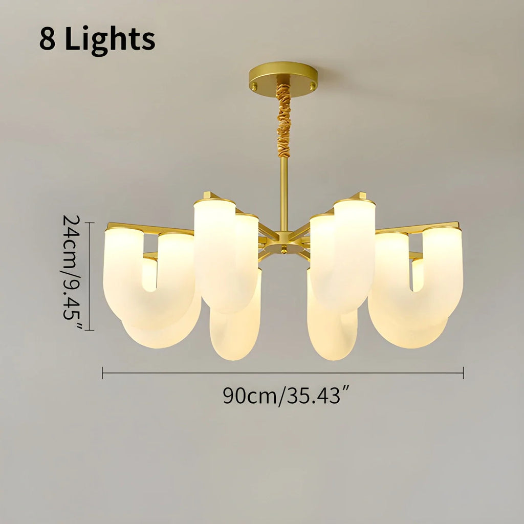 U-Shaped Milk Glass Chandelier