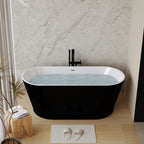 59" Black Freestanding Soaking Tub