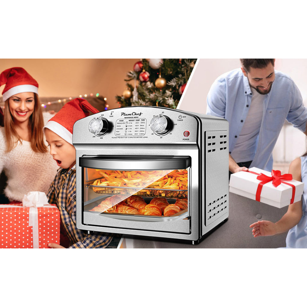 12.5 Quart 7-in-1 Stainless Steel Convection Toaster Oven 1500W 5 Pre-Set Menus Silver