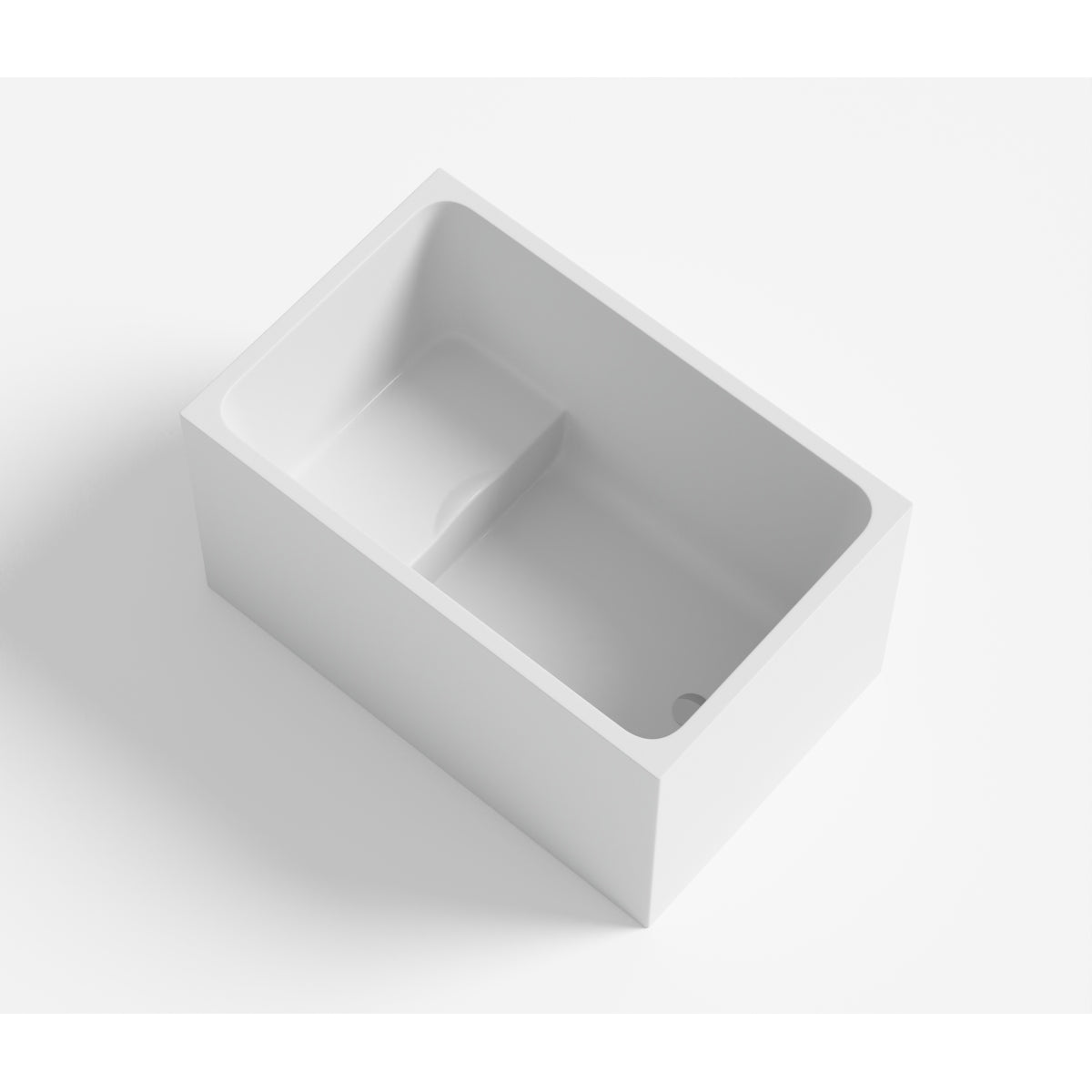 43" Acrylic Freestanding Bathtub with seat: Spacious rectangle Shape, Gloss White Finish, Chrome Overflow & Pop-Up Drain