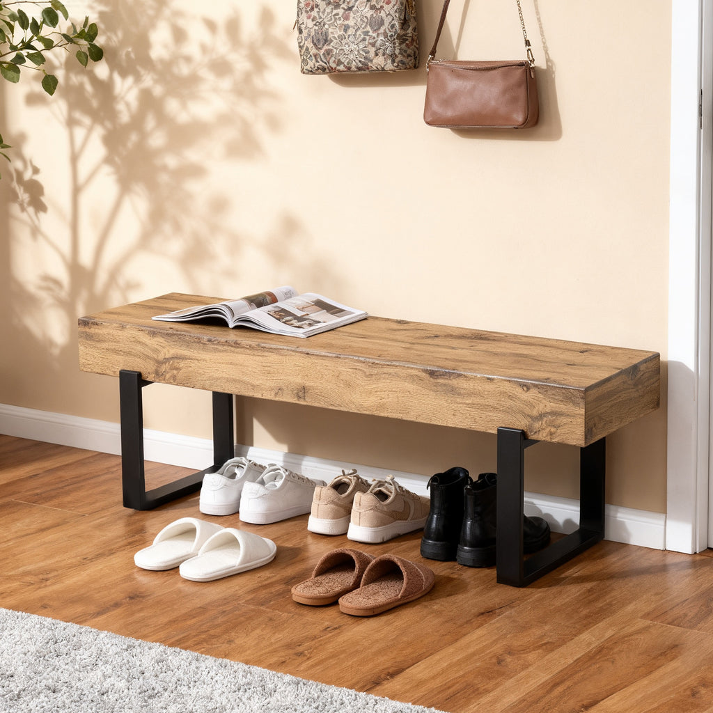 59" Wood Bench for Bedroom in Natural
