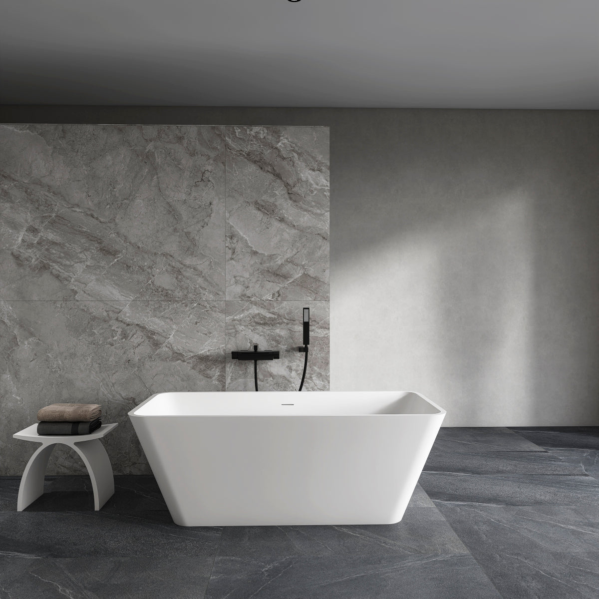 67 inch freestanding solid surface soaking bathtub for bathroom