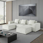 118-inch modular sofa can be converted into an oversized sofa bed Free conversion sofa set flexible configuration, soft corduroy cloud velvet fabric