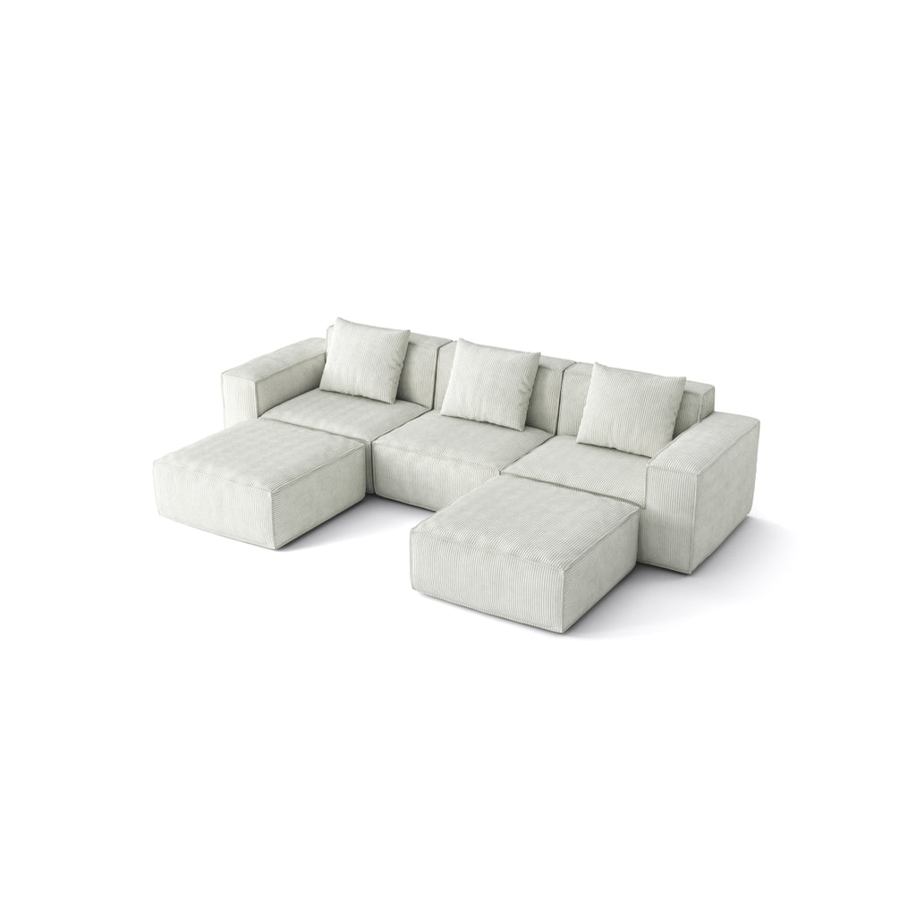 118-inch modular sofa can be converted into an oversized sofa bed Free conversion sofa set flexible configuration, soft corduroy cloud velvet fabric